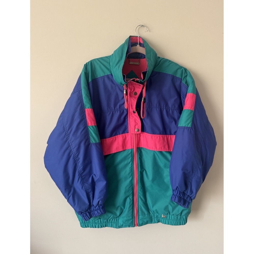 Vintage Mcgregor Color Block Puffer Ski Coat Jacket Size XL Pink Purple Teal 90s
